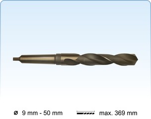 HSS-Co. 5% twist drills with taper shank, milled