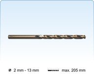 Vybrusované vrtáky kobaltové (HSS-Co 5%), predĺžené, DIN 340